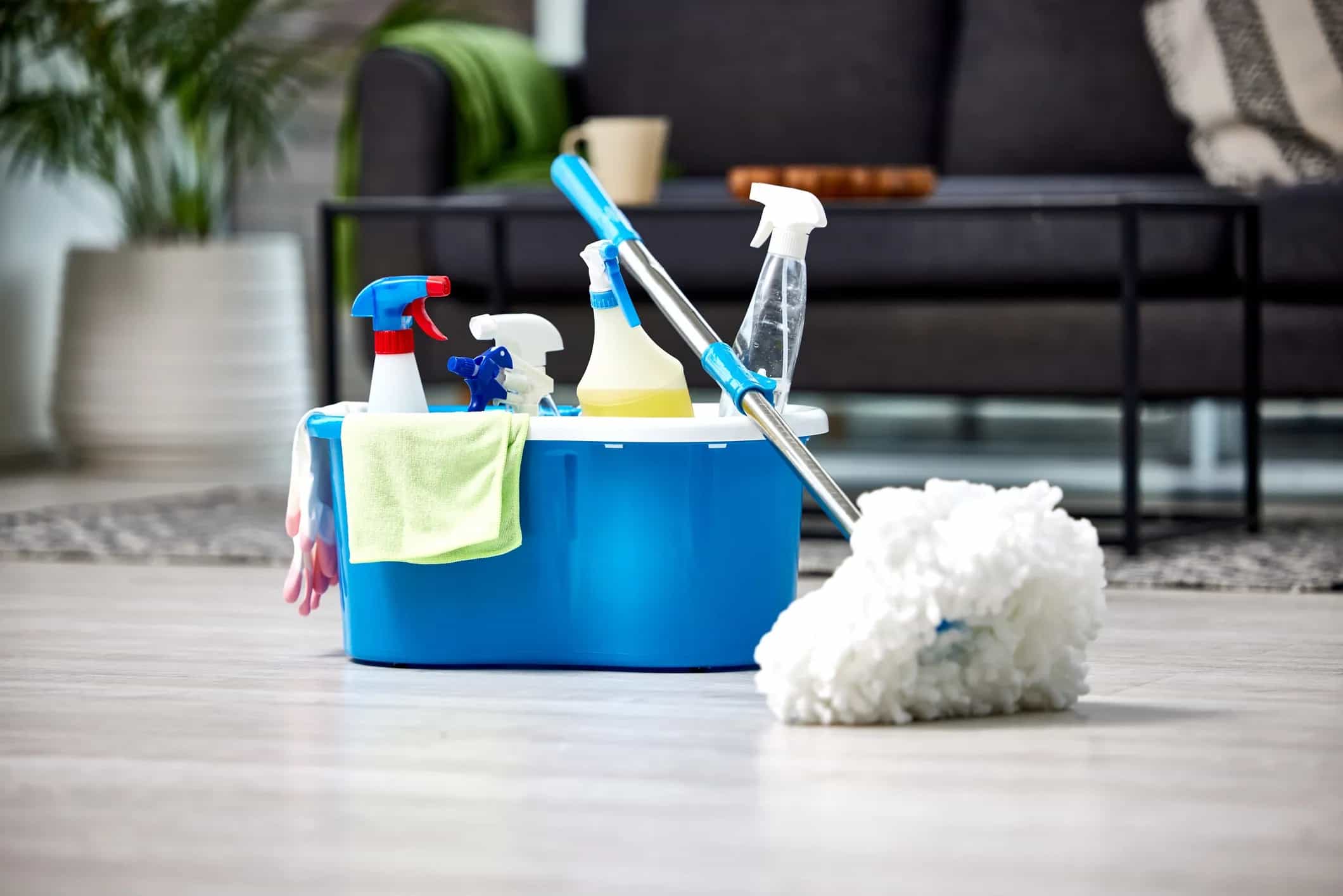 Residential house cleaning Melbourne kitchen and living area
